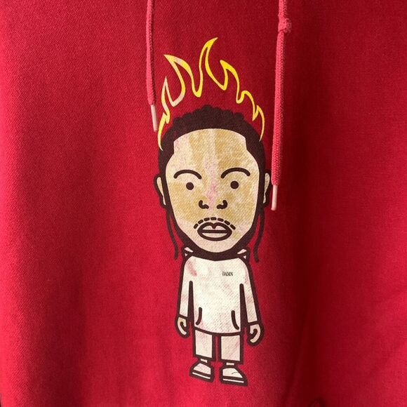 Mister Tee x Kendrick Lamar "Damn" Character Burgundy Pullover Hoodie Size XL - Picture 3 of 10